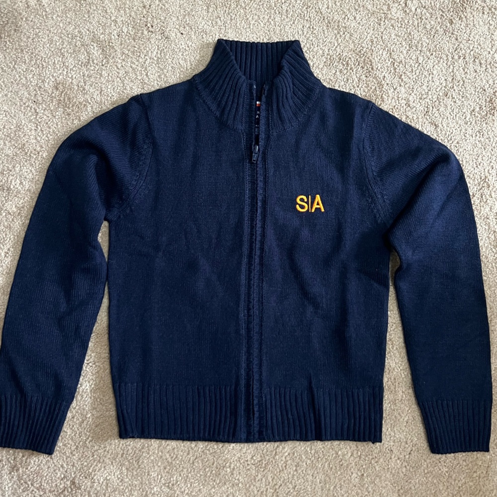 French Toast Navy Blue Mock Neck Zip-Up Sweater Unisex Boy Girl
